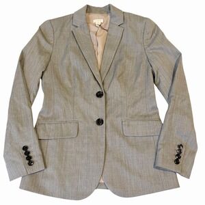 J Crew Wool Blend Blazer Jacket Petite 00P Gray Classic Career Academia Capsule
